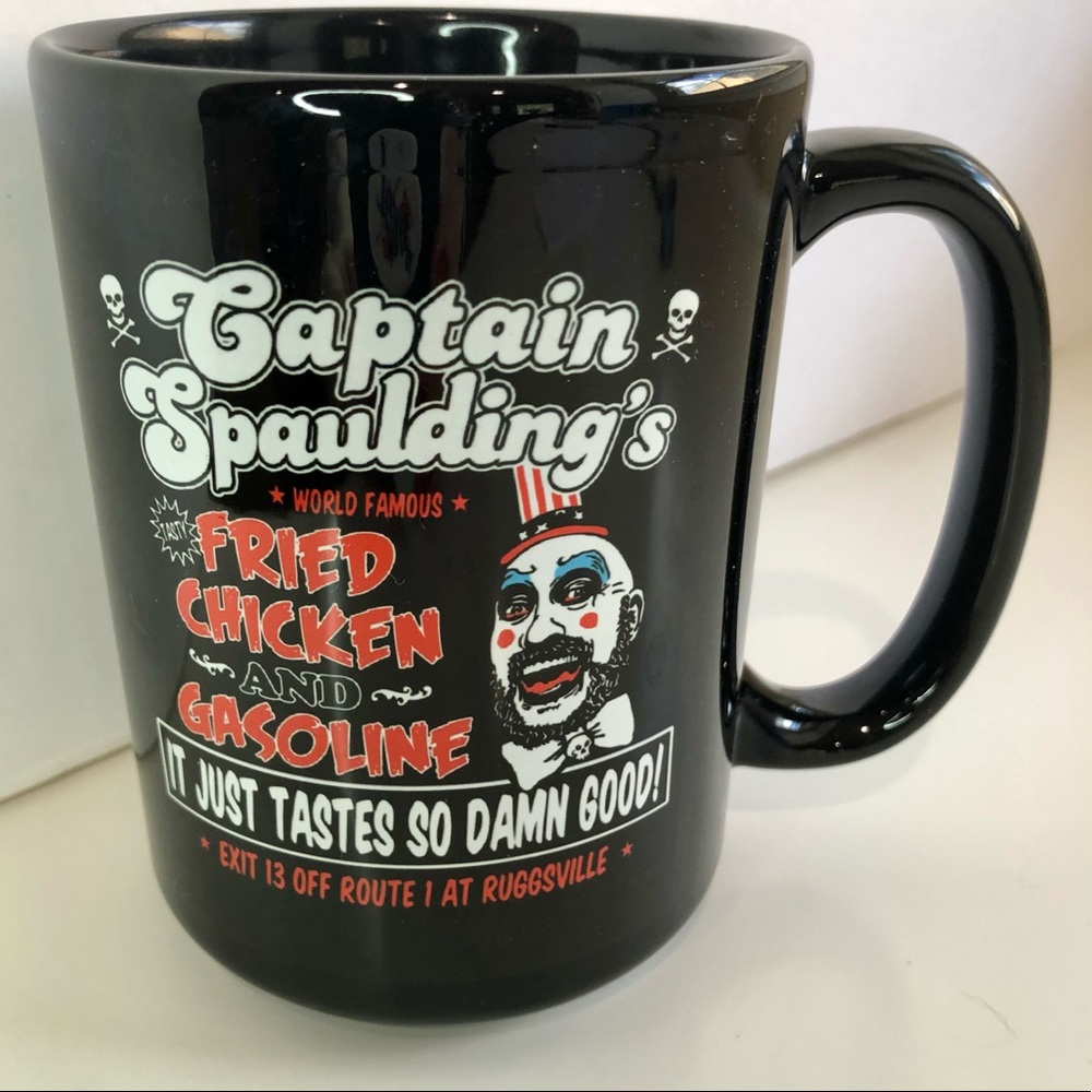 CAPTAIN SPAULDING black ceramic mug EUC SO MUCH FUN!